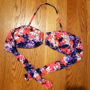 Bar III bikini bandeau top floral pattern XS